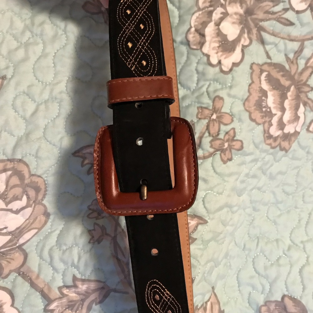 Black/Brown Leather Suede Belt